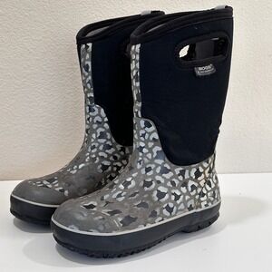 Bogs Leopard Waterproof‎ Insulated Rain Boots -30F rated Youth Girls 2 Euro 33